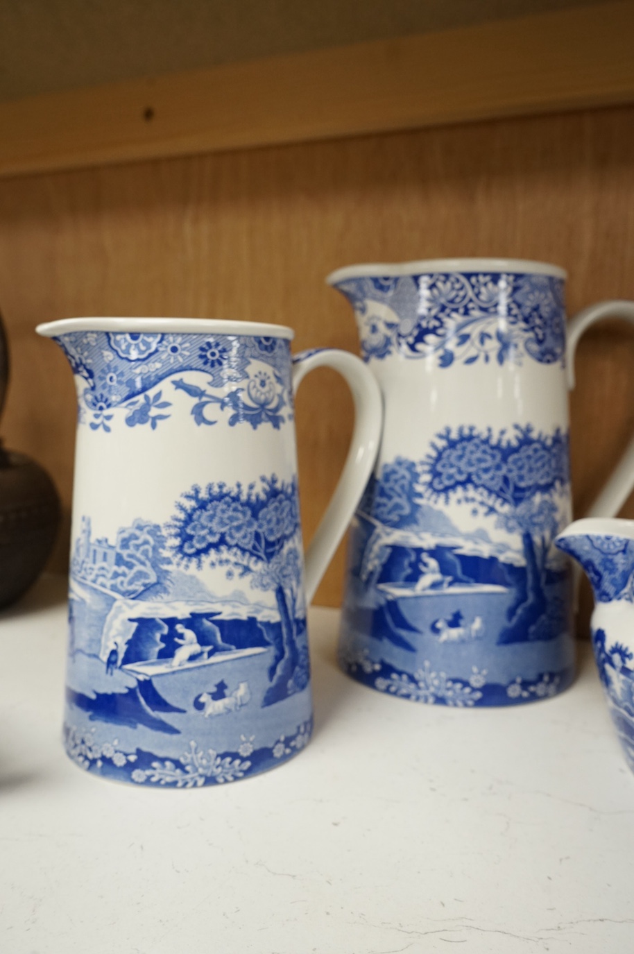 A collection of Spode Italian, comprising graduated jugs, dishes, pickle dishes, pots etc.(23). Largest 20.5cm